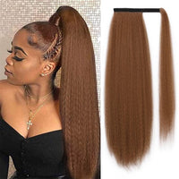 Vigorous Corn Wavy Long Ponytail Synthetic Hairpiece Wrap on Clip Hair Extensions Ombre Brown Pony Tail Blonde Fack Hair - east2cart.uk