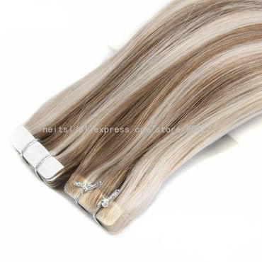 Neitsi Straight PU Skin Weft Hand Tied Tape In Adhesives Remy Human Hair Extensions 16