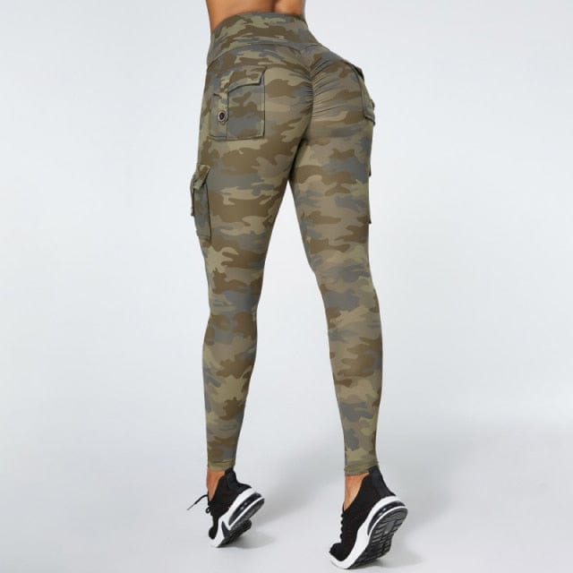 Elastic Camouflage Fitness Leggings With Pocket