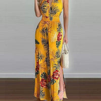 S-3XL Women Sexy V-neck Print Spaghetti Strap Jumpsuits Summer Casual Loose Open Back Sleeveless Floor-length Jumpsuit - east2cart.uk