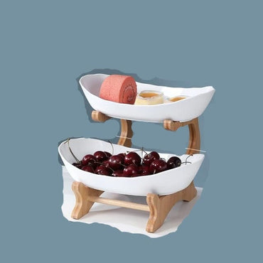 2/3 Tiers with Wood Holder Party Food Serving Display Tray - east2cart.uk