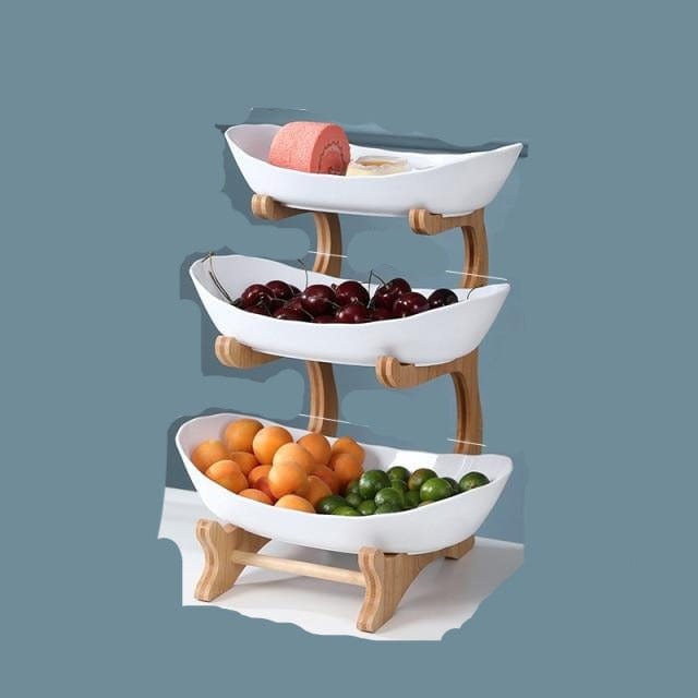 2/3 Tiers with Wood Holder Party Food Serving Display Tray - east2cart.uk