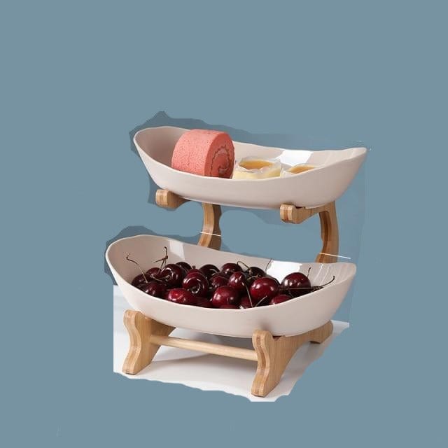 2/3 Tiers with Wood Holder Party Food Serving Display Tray - east2cart.uk