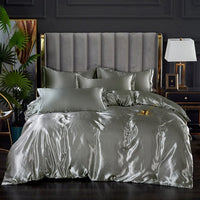 Rayon Bedding Sets Luxury Satin Bedding Kit Duvet Cover Sets Queen King Size Bed Cover Set No Filler 200x200 - east2cart.uk