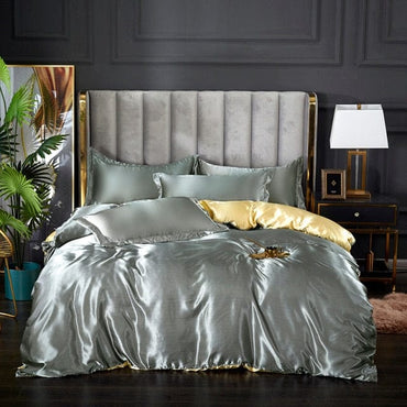 Rayon Bedding Sets Luxury Satin Bedding Kit Duvet Cover Sets Queen King Size Bed Cover Set No Filler 200x200 - east2cart.uk