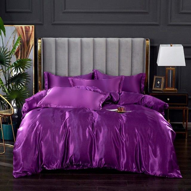 Rayon Bedding Sets Luxury Satin Bedding Kit Duvet Cover Sets Queen King Size Bed Cover Set No Filler 200x200 - east2cart.uk