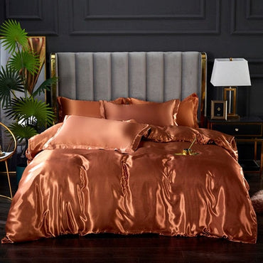 Rayon Bedding Sets Luxury Satin Bedding Kit Duvet Cover Sets Queen King Size Bed Cover Set No Filler 200x200 - east2cart.uk