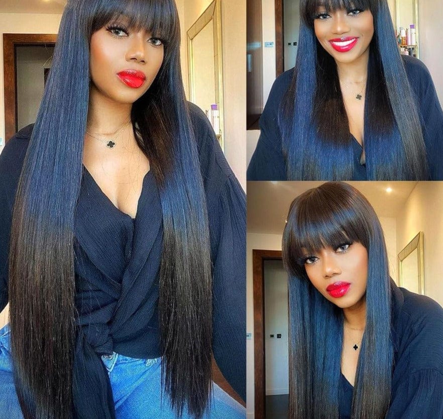 Peruvian Straight Wig Human Hair Natural Color - east2cart.uk