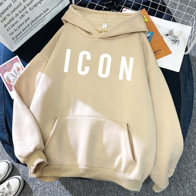 ICON Print Oversized Hoodie Sweat Top