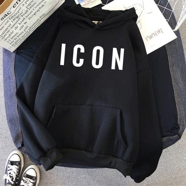 ICON Print Oversized Hoodie Sweat Top