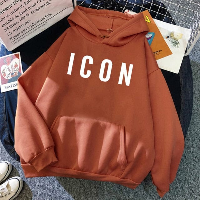 ICON Print Oversized Hoodie Sweat Top