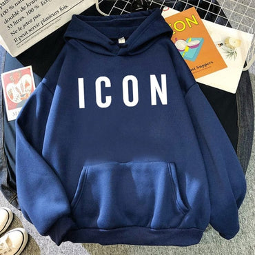 ICON Print Oversized Hoodie Sweat Top