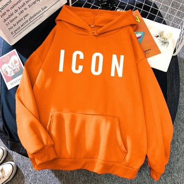 ICON Print Oversized Hoodie Sweat Top