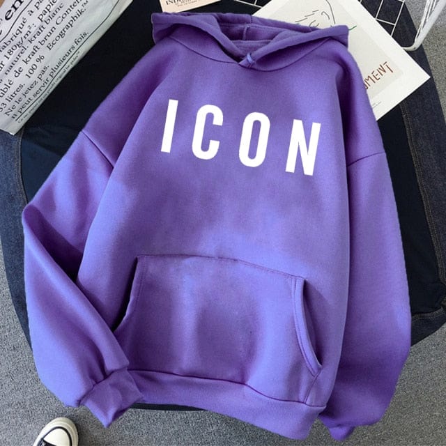 ICON Print Oversized Hoodie Sweat Top