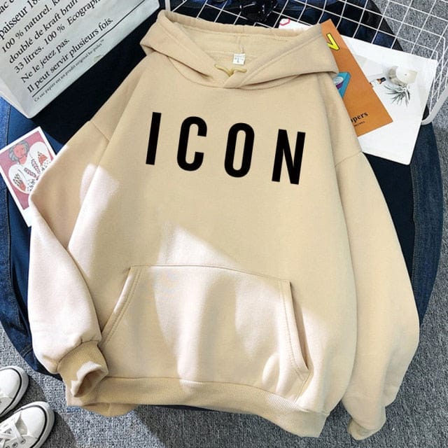 ICON Print Oversized Hoodie Sweat Top