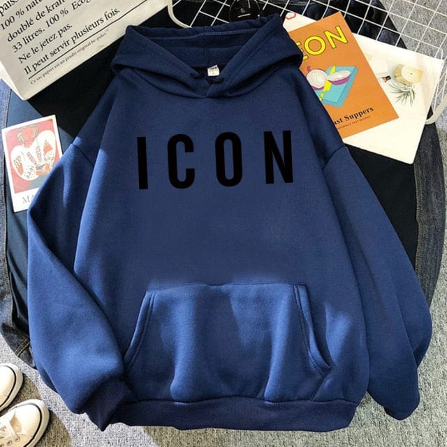 ICON Print Oversized Hoodie Sweat Top