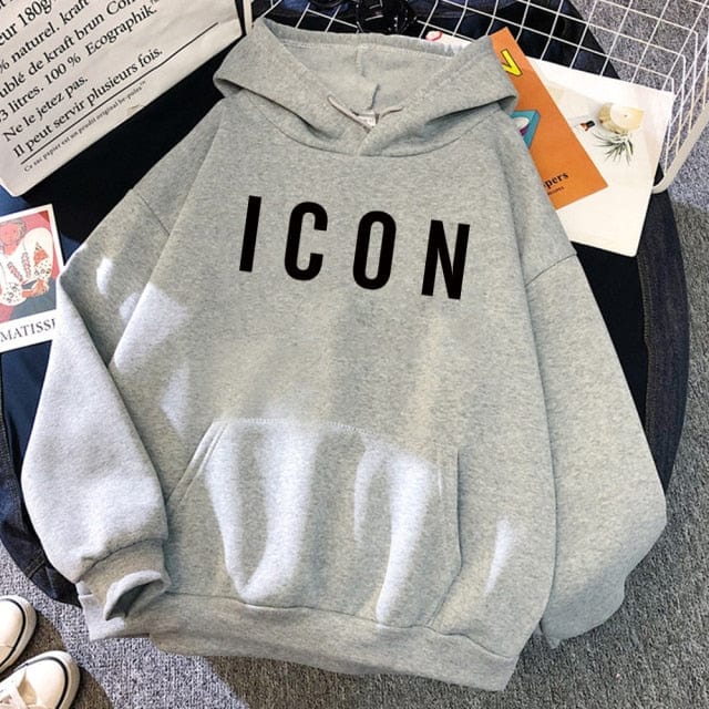 ICON Print Oversized Hoodie Sweat Top