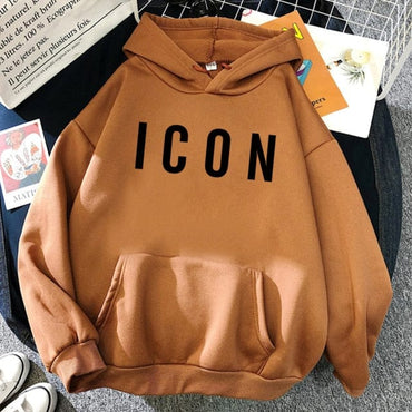 ICON Print Oversized Hoodie Sweat Top