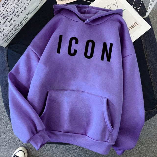 ICON Print Oversized Hoodie Sweat Top