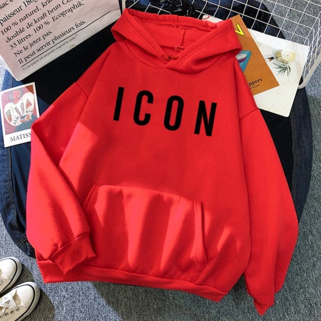 ICON Print Oversized Hoodie Sweat Top