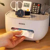 Tissue Storage Box Napkin Holder Multifunctional Sundries Storage Ontainer Living Room Stationery Organizer Box for Home Office - east2cart.uk