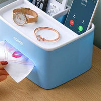 Tissue Storage Box Napkin Holder Multifunctional Sundries Storage Ontainer Living Room Stationery Organizer Box for Home Office - east2cart.uk