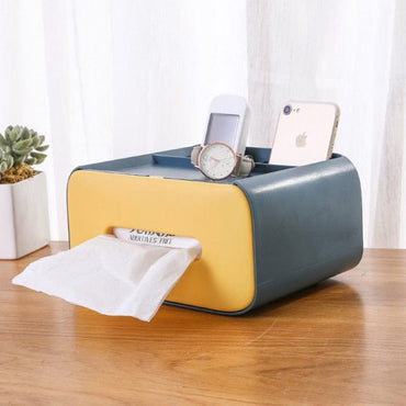 Tissue Storage Box Napkin Holder Multifunctional Sundries Storage Ontainer Living Room Stationery Organizer Box for Home Office - east2cart.uk