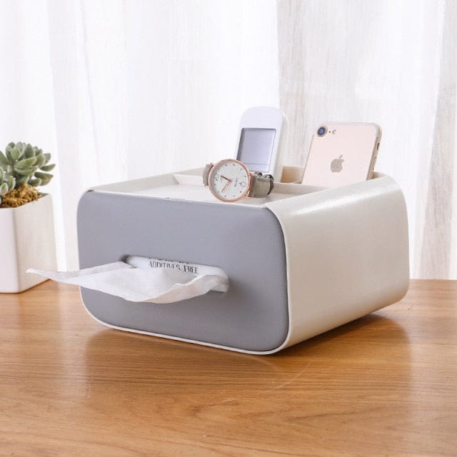 Tissue Storage Box Napkin Holder Multifunctional Sundries Storage Ontainer Living Room Stationery Organizer Box for Home Office - east2cart.uk