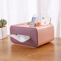 Tissue Storage Box Napkin Holder Multifunctional Sundries Storage Ontainer Living Room Stationery Organizer Box for Home Office - east2cart.uk