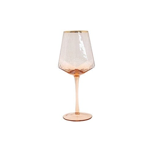 Geometric Hammered Gold Side Wine Glasses - east2cart.uk