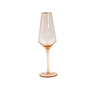 Geometric Hammered Gold Side Wine Glasses - east2cart.uk