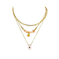 Yhpup Stainless Steel High Quality 18 K Layered Necklace Bohemian Natural Pearl Stone Handmade Statement Gold Necklace Jewelry - east2cart.uk