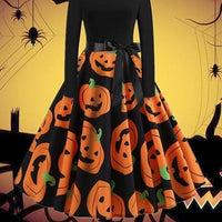 Halloween Princess Long Sleeve Pumpkin Party Dress
