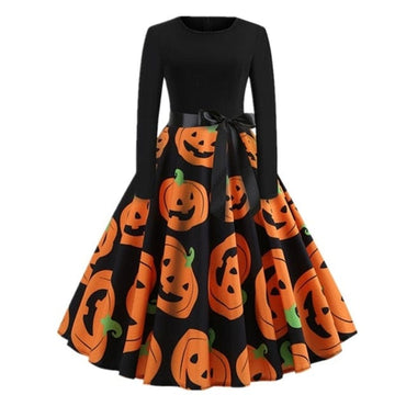 Halloween Princess Long Sleeve Pumpkin Party Dress
