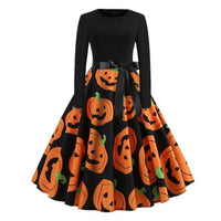 Halloween Princess Long Sleeve Pumpkin Party Dress