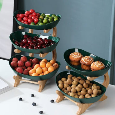 2/3 Tiers with Wood Holder Party Food Serving Display Tray - east2cart.uk