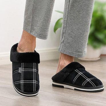 Men's Slippers Home Antiskid Sewing Suede Winter Indoor slippers Male slipper Plush Cozy House slippers with fur Big size 15 16 - east2cart.uk