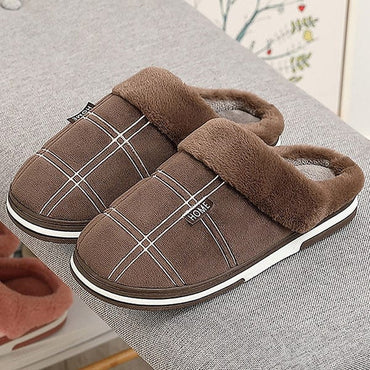 Men's Slippers Home Antiskid Sewing Suede Winter Indoor slippers Male slipper Plush Cozy House slippers with fur Big size 15 16 - east2cart.uk