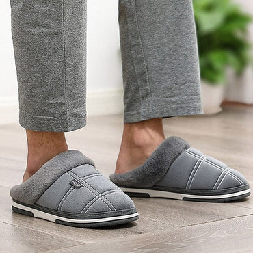 Men's Slippers Home Antiskid Sewing Suede Winter Indoor slippers Male slipper Plush Cozy House slippers with fur Big size 15 16 - east2cart.uk