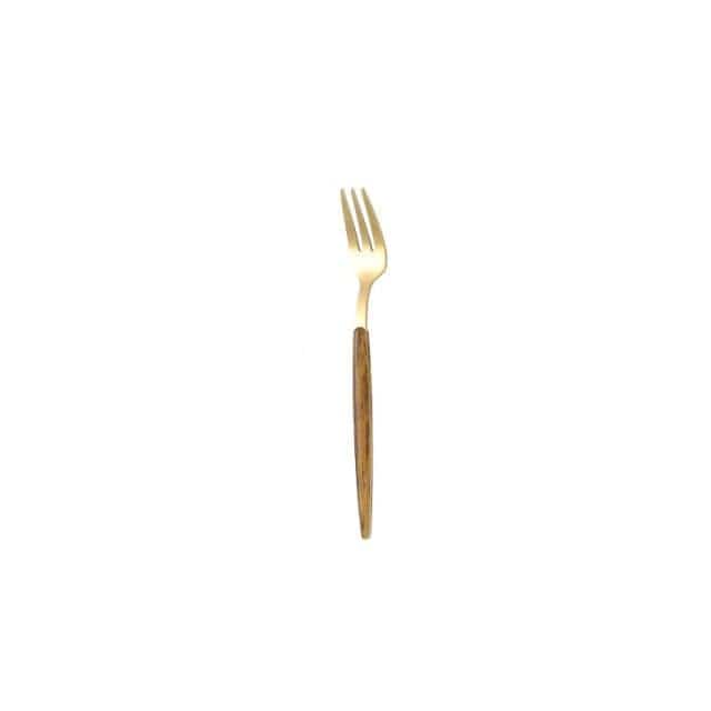 5Pcs/ Stainless Steel Cutlery With Wooden Handle - east2cart.uk