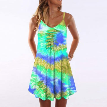 Tie Dye Striped Mini Dress - east2cart.uk