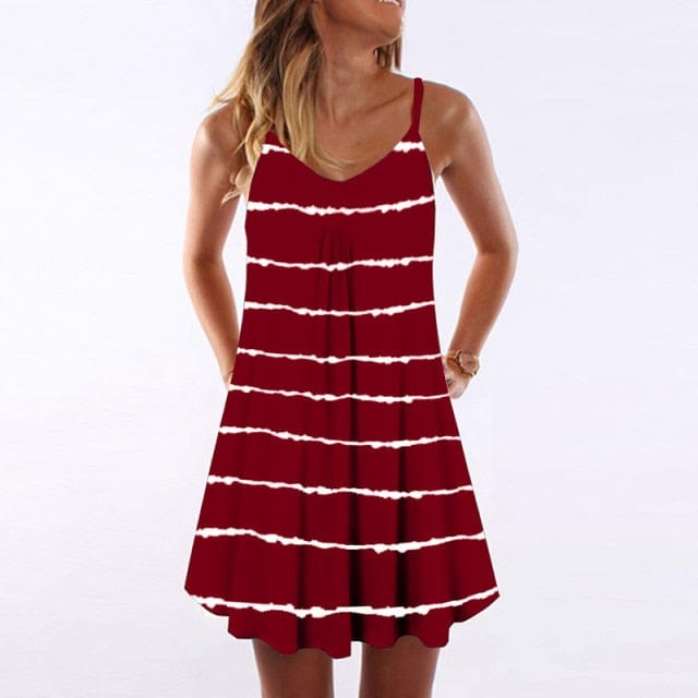 Tie Dye Striped Mini Dress - east2cart.uk