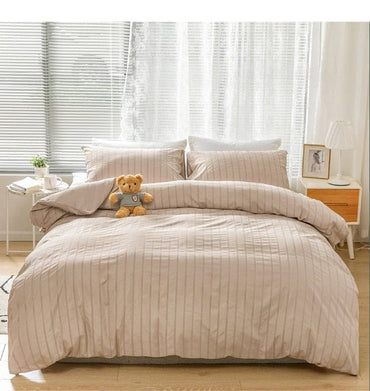 Simple Luxury Pure Color Seersucker Fabric 2-3 Sets Of Comforter Bedding Set,Nordic Bed Cover 150,Duvet Cover 200x200For Bedroom - east2cart.uk