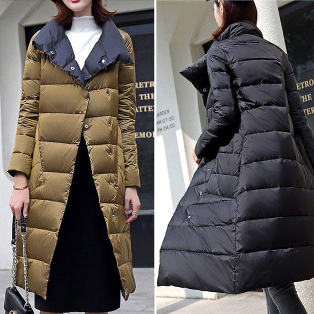 Thick Plaid Double Sided Warm Down Parka