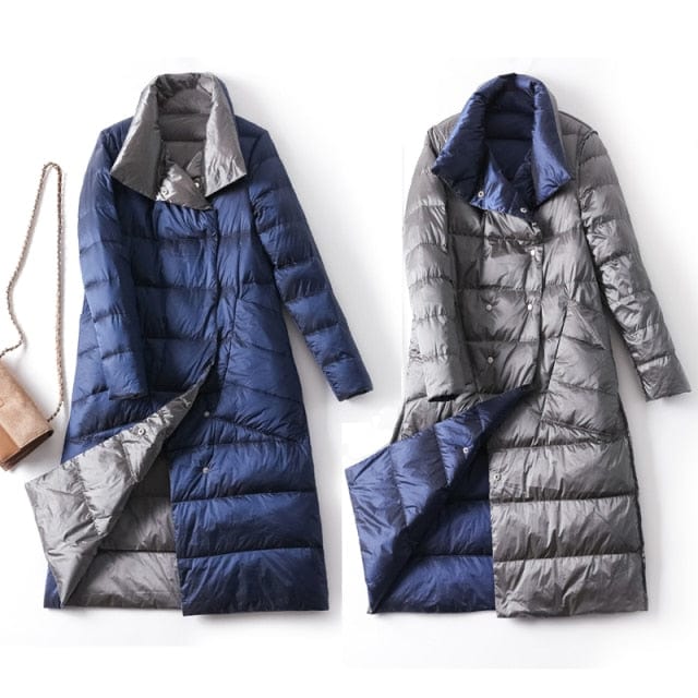 Thick Plaid Double Sided Warm Down Parka