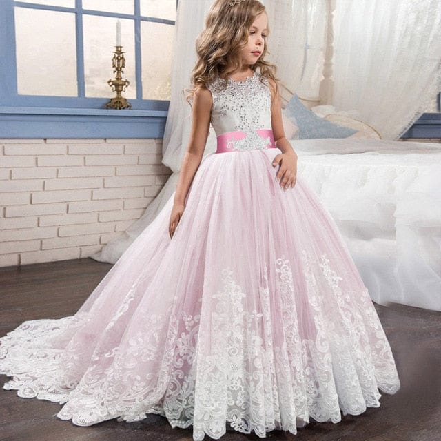 Girls Long Bridesmaid Dress