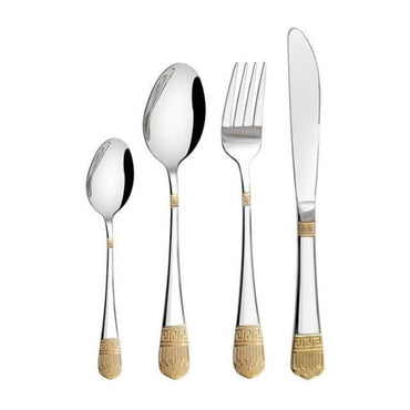 Upspirit 16 Pcs Gold Stainless Steel Tableware Cutlery Set Spoon Knives Forks Dinnerware Flatware Set Silverware Kitchen Kit - east2cart.uk