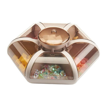Lotus Fruit Storage Box Dry Fruit Tray Transparent Press Type Snack Compartment Storage Bin Living Room Dry Goods Nuts Container - east2cart.uk