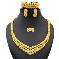 Nigerian Wedding Jewelry Set Gold Plated Dubai African Chokers Necklace Earrings Rings Fashion Bridal Jewellery Sets For Women - east2cart.uk