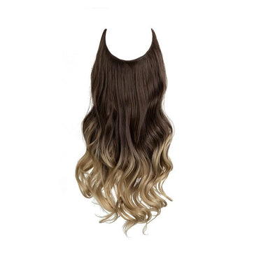 SARLA Natural Synthetic Halo Hair Extensions No Clip In Artificial Fake Ombre Blonde Brown Black Pink Red Wavy False Hair Piece - east2cart.uk